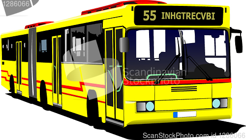 Image of City bus on the road. Vector illustration