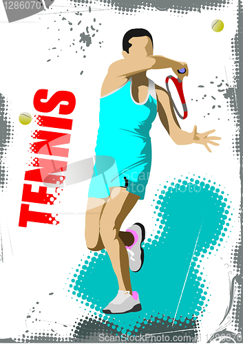 Image of Tennis player poster. Colored Vector illustration for designers