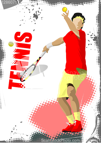 Image of Tennis player poster. Colored Vector illustration for designers