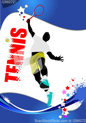 Image of Tennis player poster. Colored Vector illustration for designers