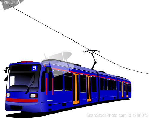 Image of City transport. Tram. Vector illustration