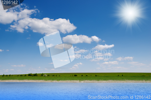 Image of river and sun