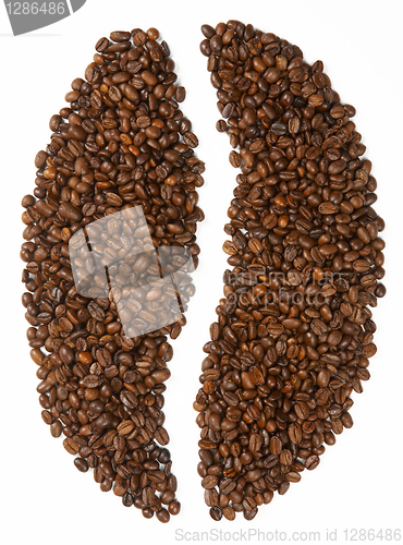 Image of Bean shape made from coffee beans