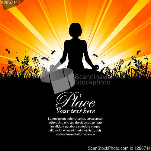 Image of Silhouette of a Girl in Yoga pose