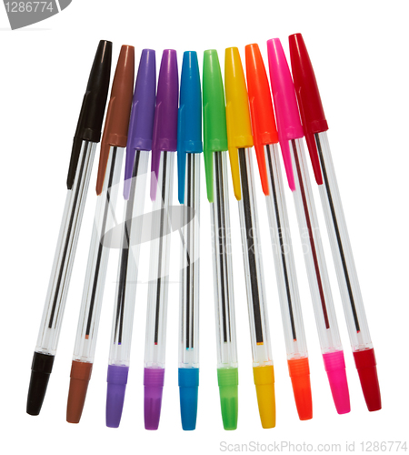 Image of color plastic ball-point pens