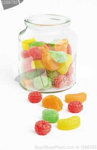 Image of colorful candy in glass jar
