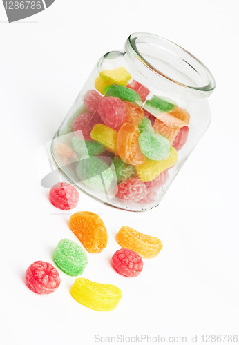 Image of colorful candy in glass jar
