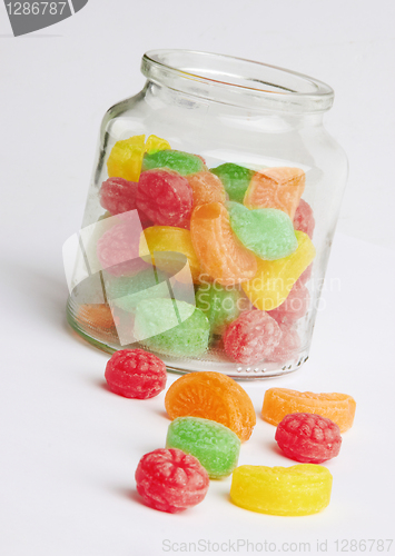 Image of colorful candy in glass jar