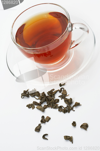 Image of Cup with tea on white background