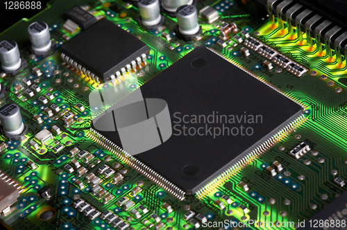 Image of Closeup of electronic circuit board