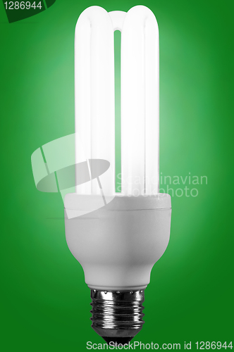 Image of fluorescence lamp of isolated on a green background