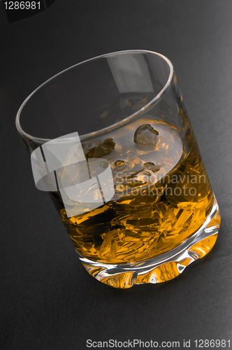 Image of glass of whiskey and ice