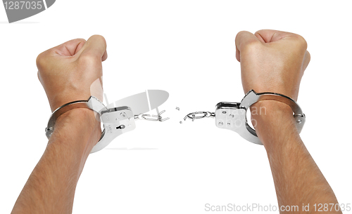 Image of Hands and breaking handcuffs