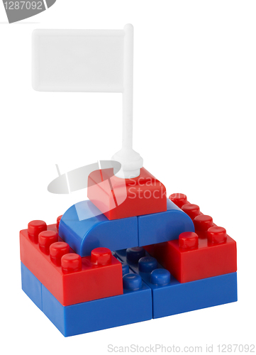 Image of Lego building blocks with flag