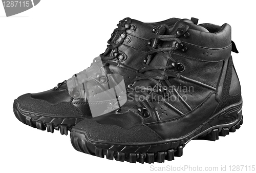 Image of Man's winter leather boots of black