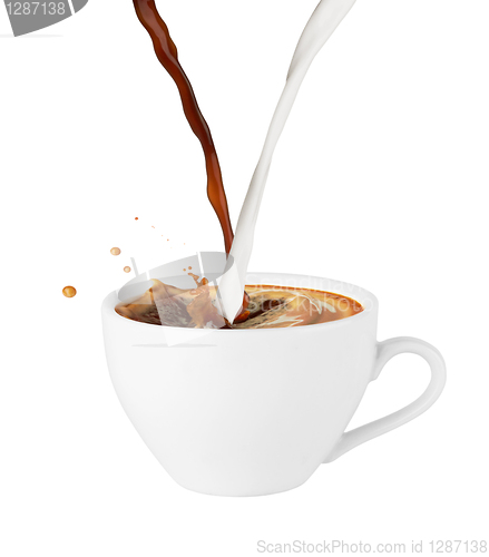 Image of Coffee and milk poured in a cup