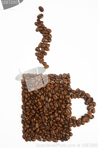 Image of Mug shape made from coffee beans