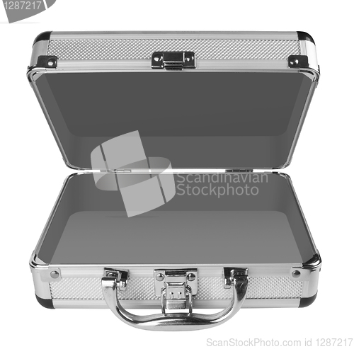 Image of Opened Aluminum suitcase