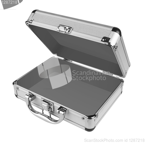 Image of Opened Aluminum suitcase