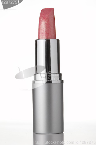 Image of pink lipstick on white background