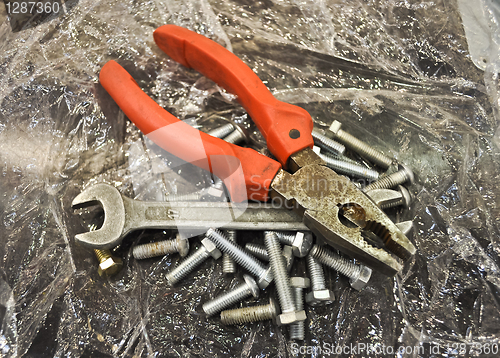 Image of combination pliers wrench bolts