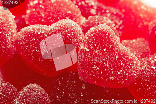 Image of Red fruit candy in the form of the heart