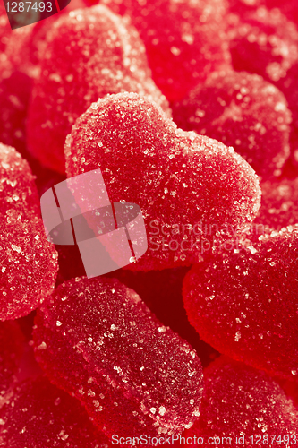 Image of Red fruit candy in the form of the heart