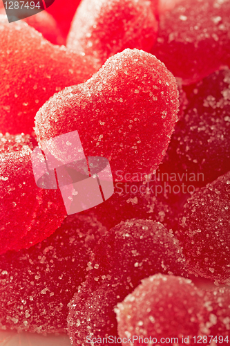Image of Red fruit candy in the form of the heart
