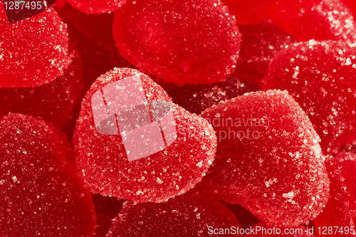 Image of Red fruit candy in the form of the heart