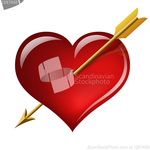 Image of Red heart with an arrow of the Cupid