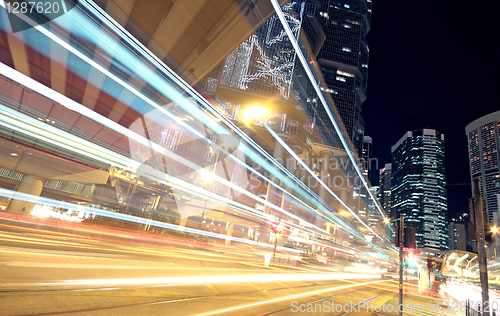 Image of traffic in finance urban at night