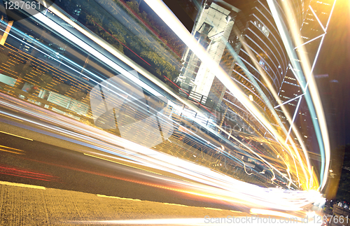 Image of traffic in finance urban at night