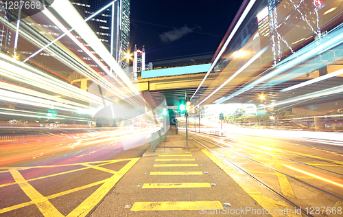 Image of traffic in finance urban at night