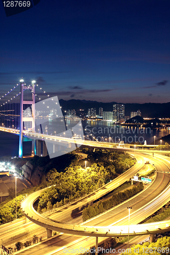 Image of highway bridge at night 