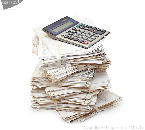 Image of Pack of official papers with the calculator