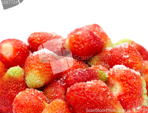 Image of Ripe strawberry with sugar