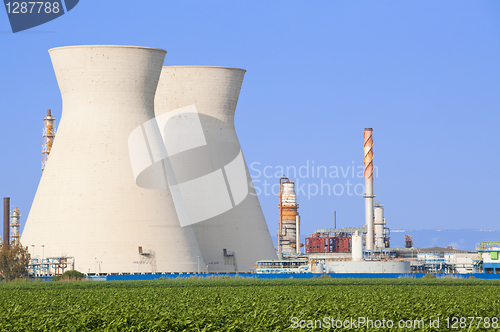 Image of Nuclear power station ander blue sky