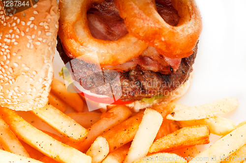 Image of classic hamburger sandwich and fries