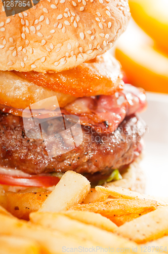 Image of classic hamburger sandwich and fries