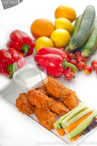 Image of  buffalo chicken wings served with pinzimonio