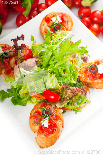 Image of original Italian fresh bruschetta 