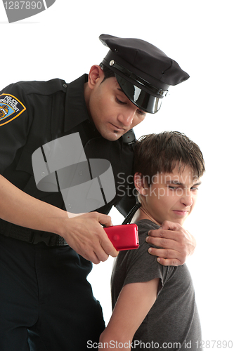 Image of Police officer with teen  uvenile delinquent