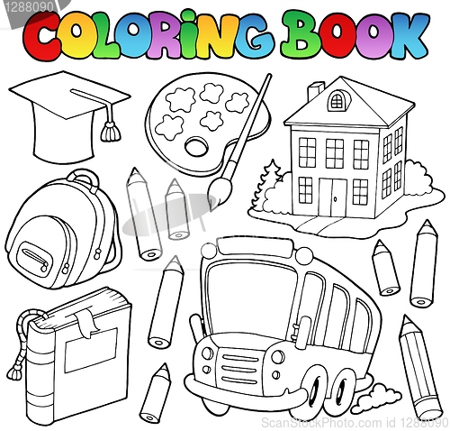 Image of Coloring book school cartoons 9