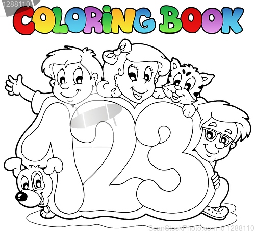 Image of Coloring book school numbers