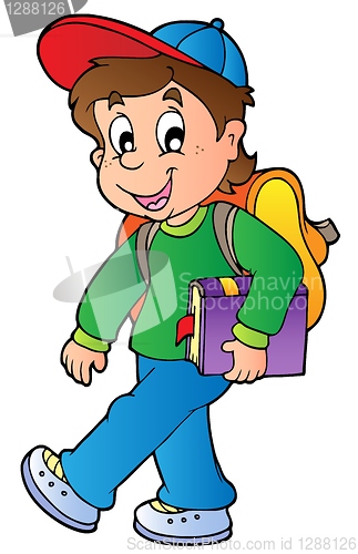 Image of Cartoon boy walking to school