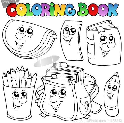 Image of Coloring book school cartoons 1