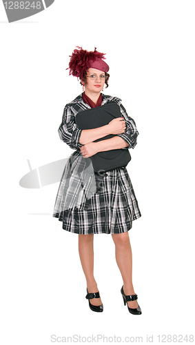 Image of the woman is with a bag
