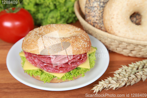 Image of Bagel with salami