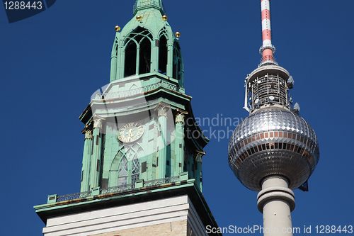 Image of Berlin TV tower and Nikolai Church