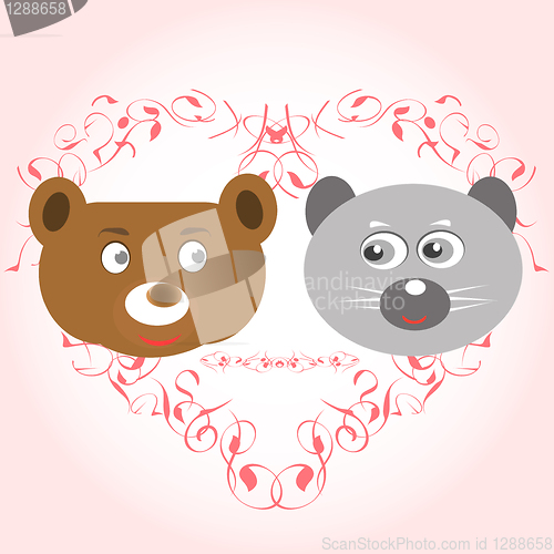 Image of bear and lemur face in love